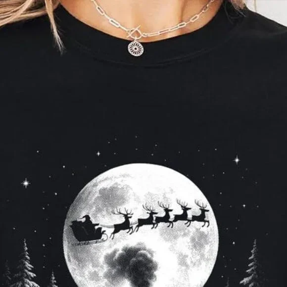 Retro Holiday T-Shirt, Winter Forest Christmas Graphics Shirt - Picture 3 of 4